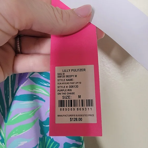 NWT Lilly Pulitzer run around pant purple joggers Iris on the chase medium - Picture 4 of 6